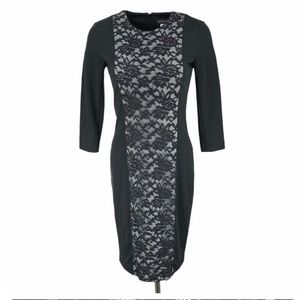 Black lace detail fitted dress